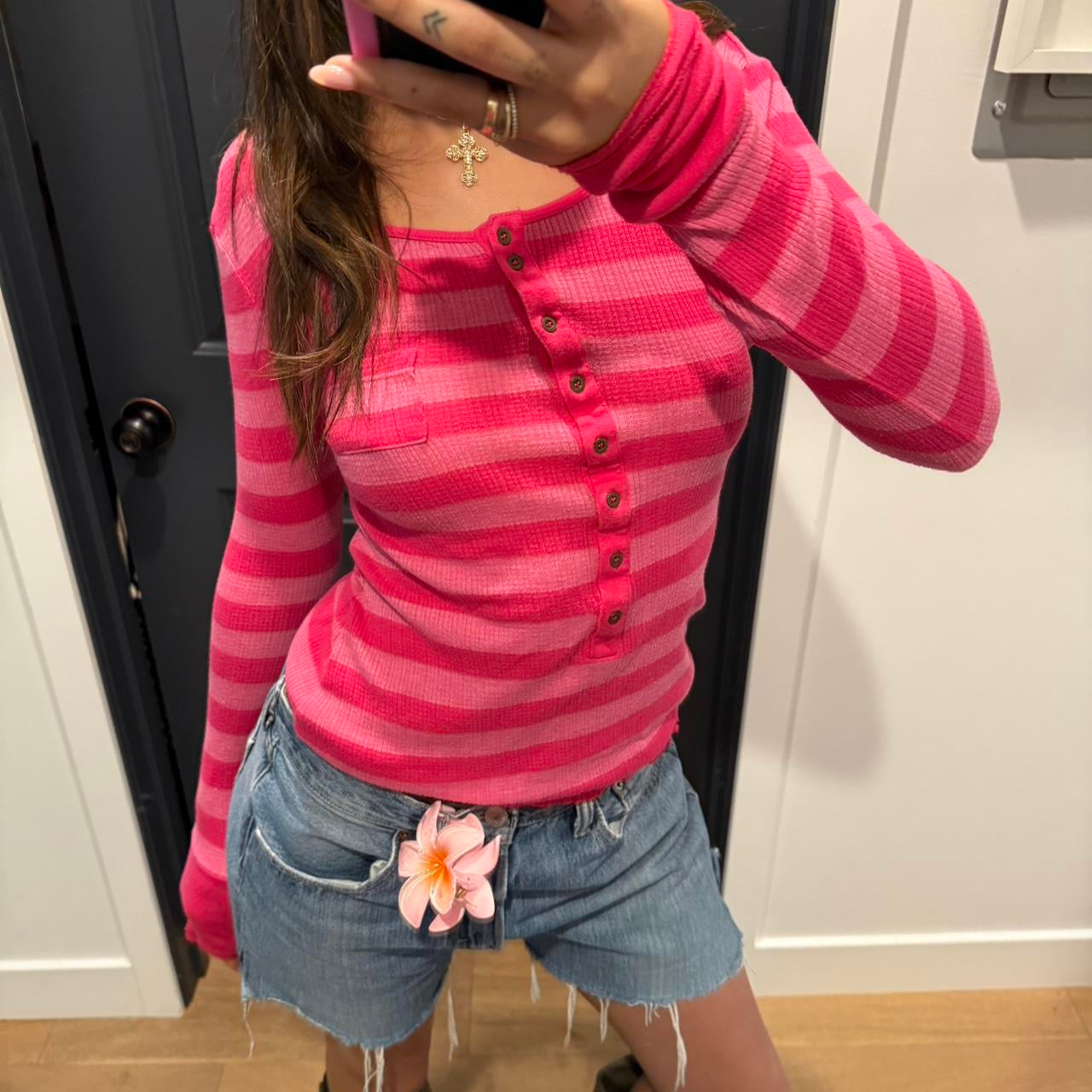 Vintage 90’s striped off the shoulder long sleeve top