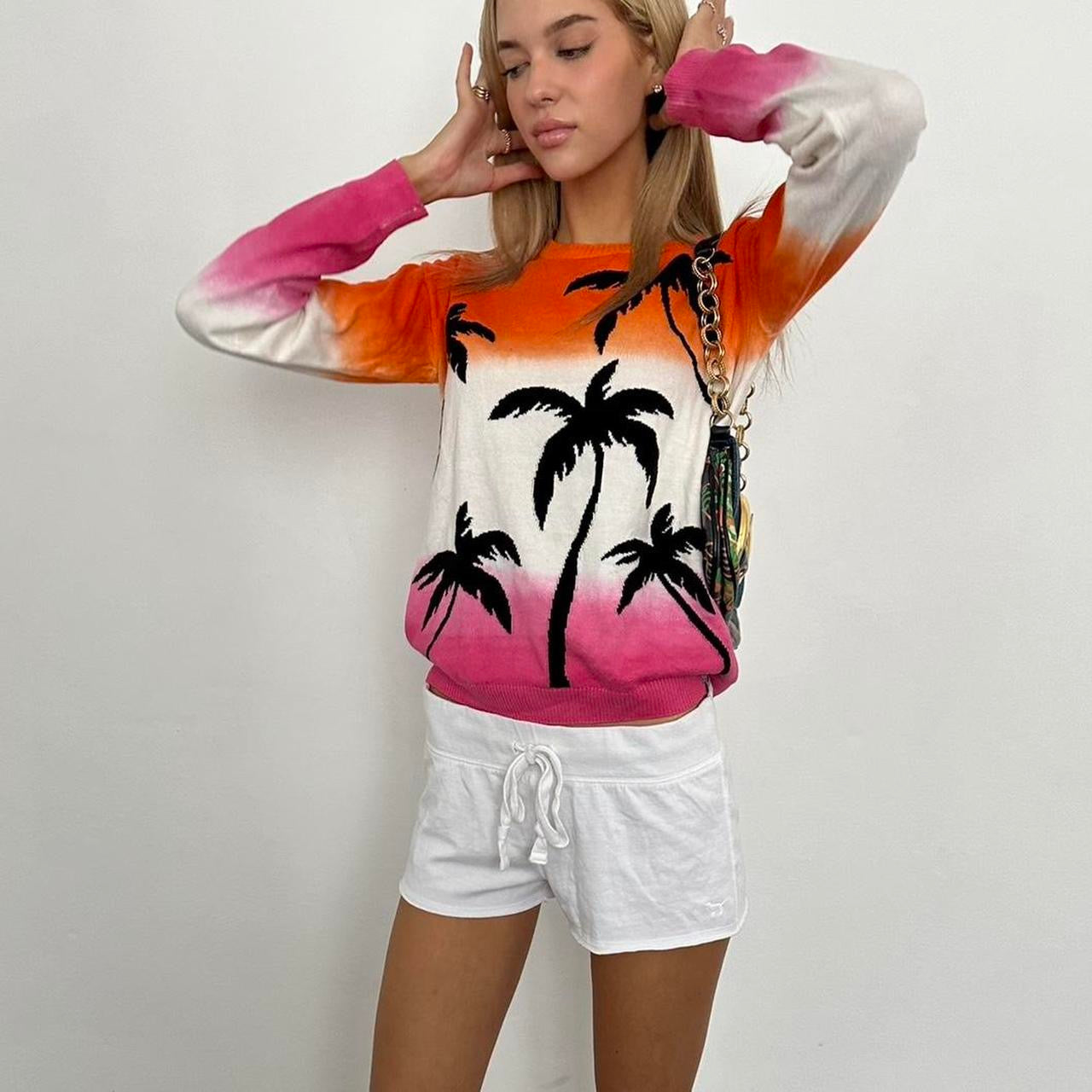 Vintage 90’s surf girl palm tree sweater