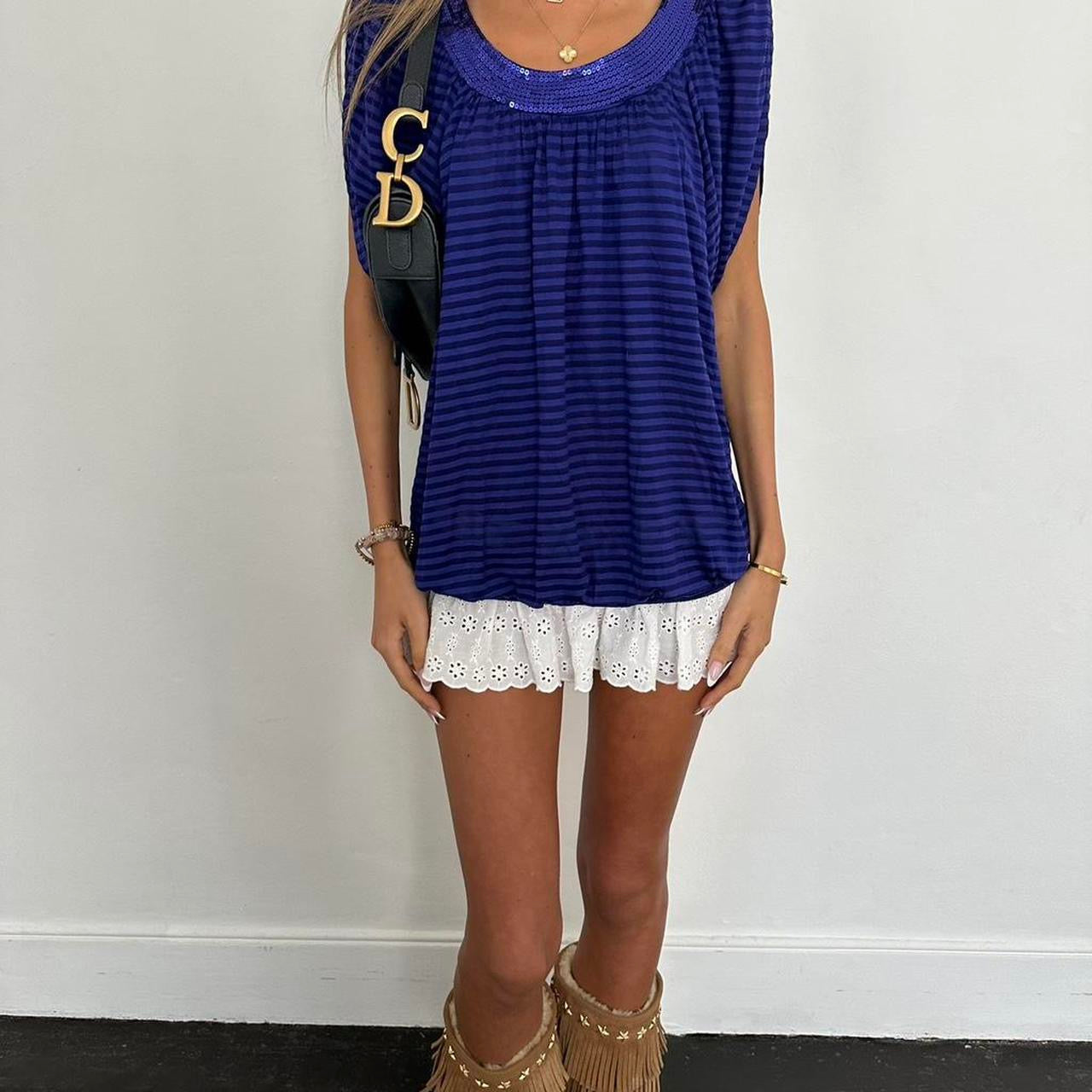 Vintage 2000s purple striped sequin top