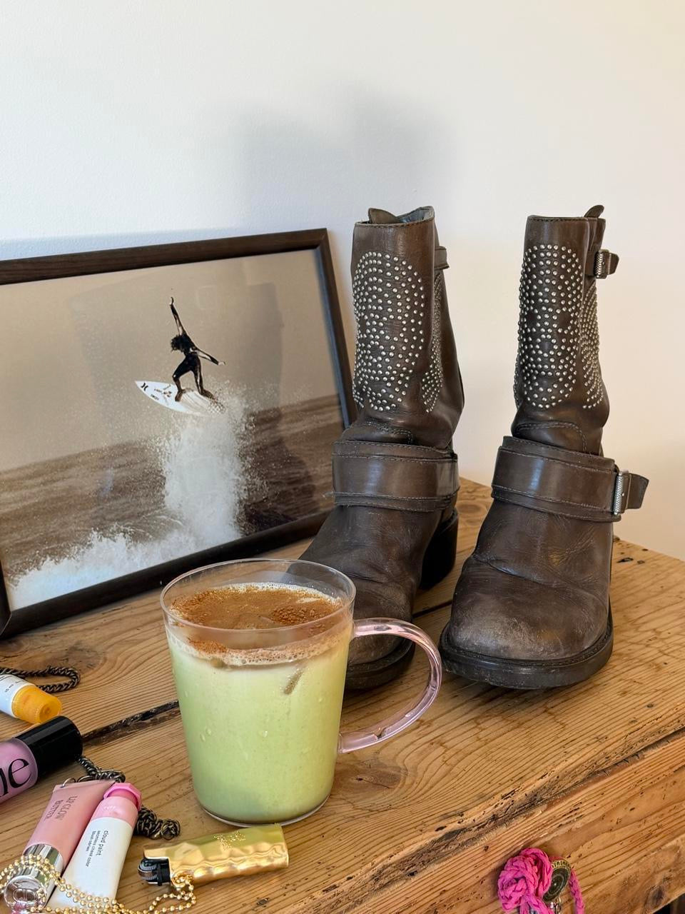 Vintage 00’s studded skull angel wing leather boots