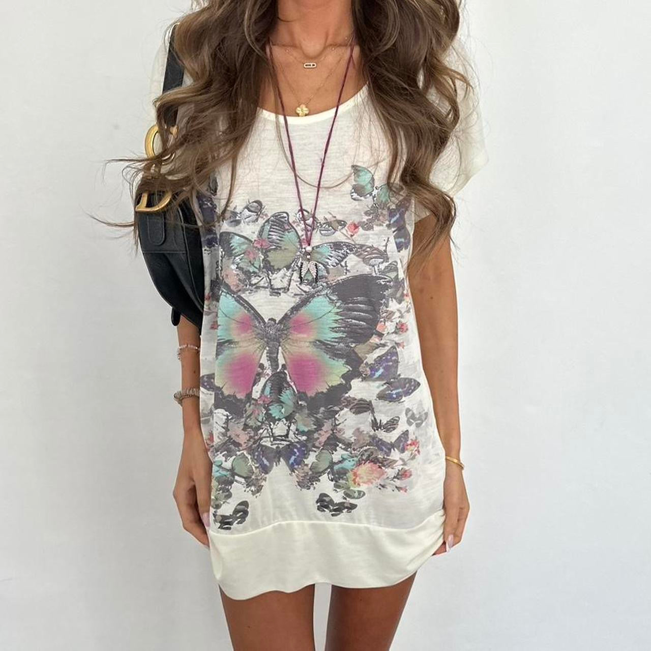 Vintage 00s butterfly t-shirt mini dress
