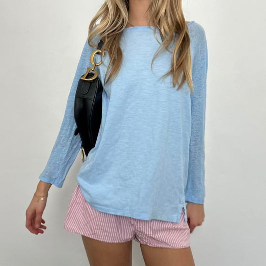 Vintage blue off shoulder long sleeve top
