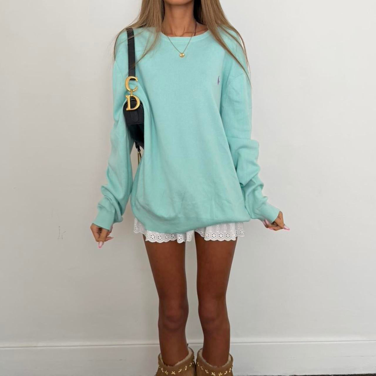 Vintage 00s Polo Ralph Lauren baby blue light sweater