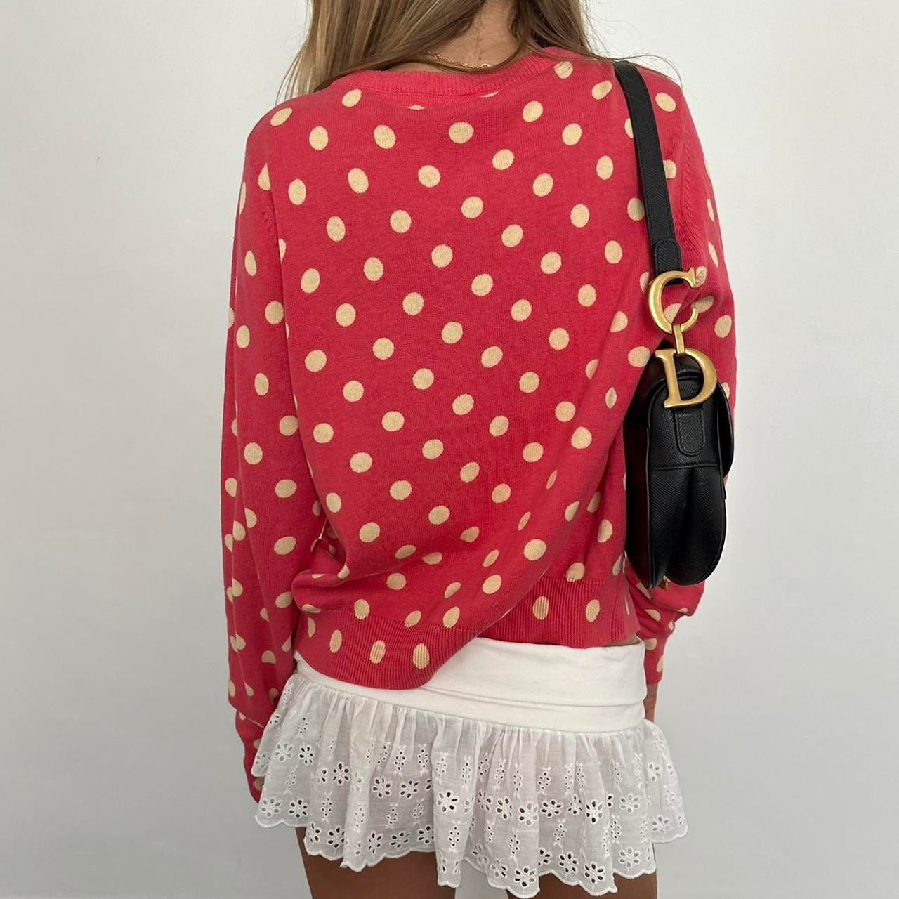 Vintage 90’s pink red polka dot cardigan