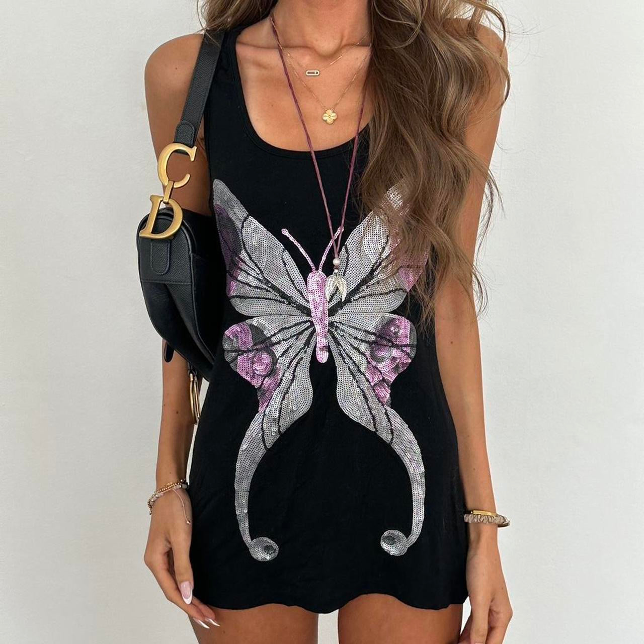 Vintage mini tank butterfly dress