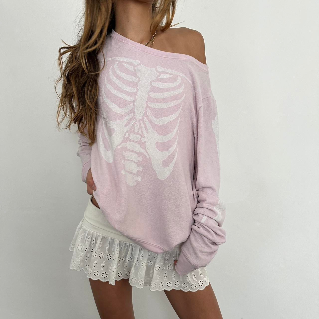 Vintage early 2000s LA girl pink skeleton sweatshirt