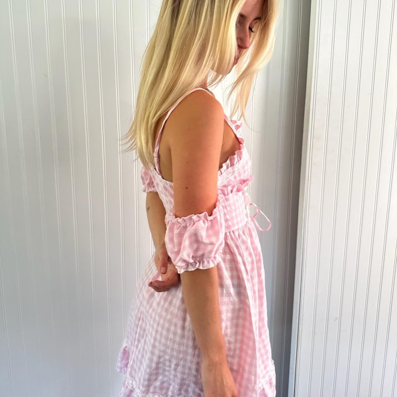 Vintage pink milkmaid dress