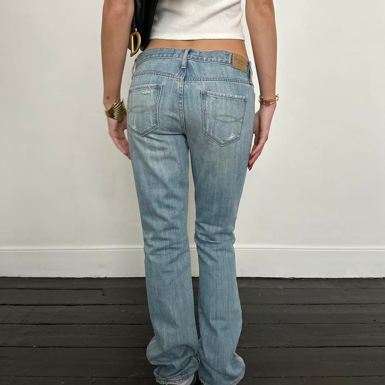 Vintage 2000’s Abercrombie and Fitch low waist blue distressed jeans