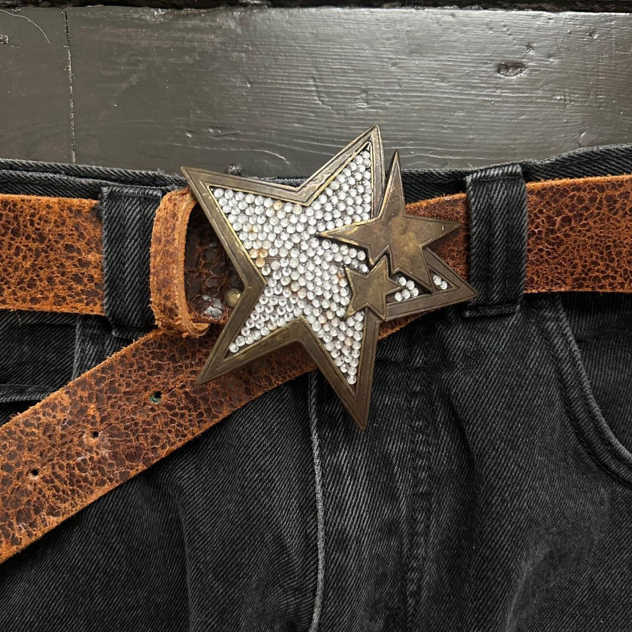 Vintage star leather belt