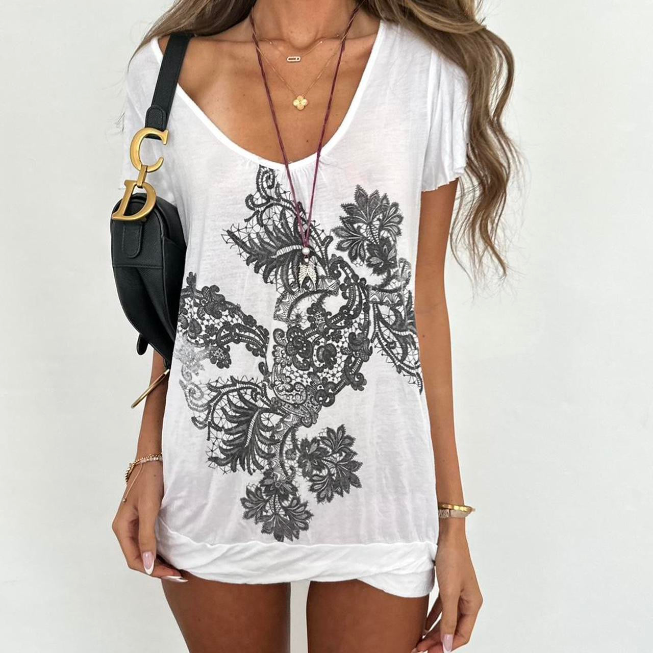Vintage 2000s white graphic mini dress/top