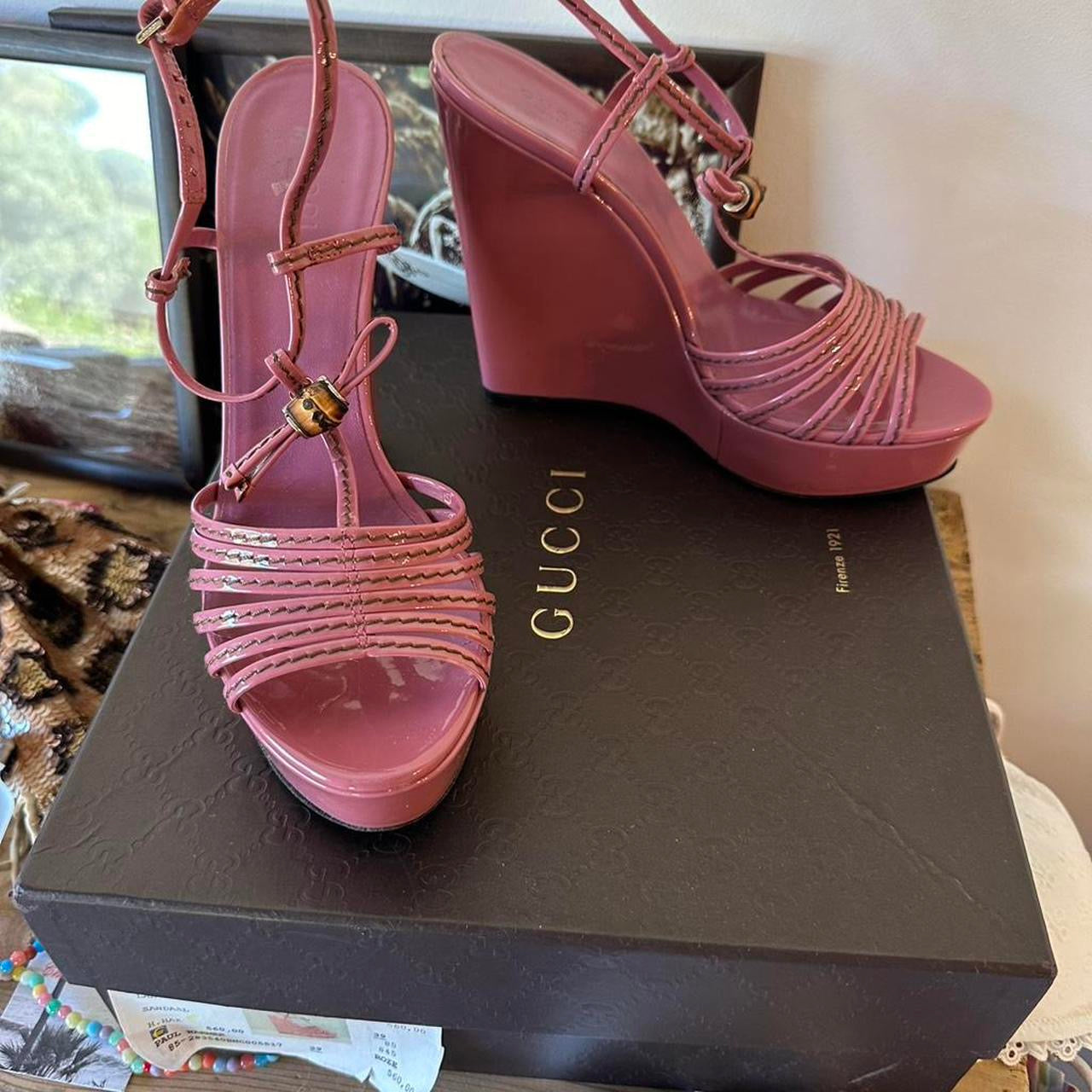 Gucci Bamboo Platform Wedge Sandals