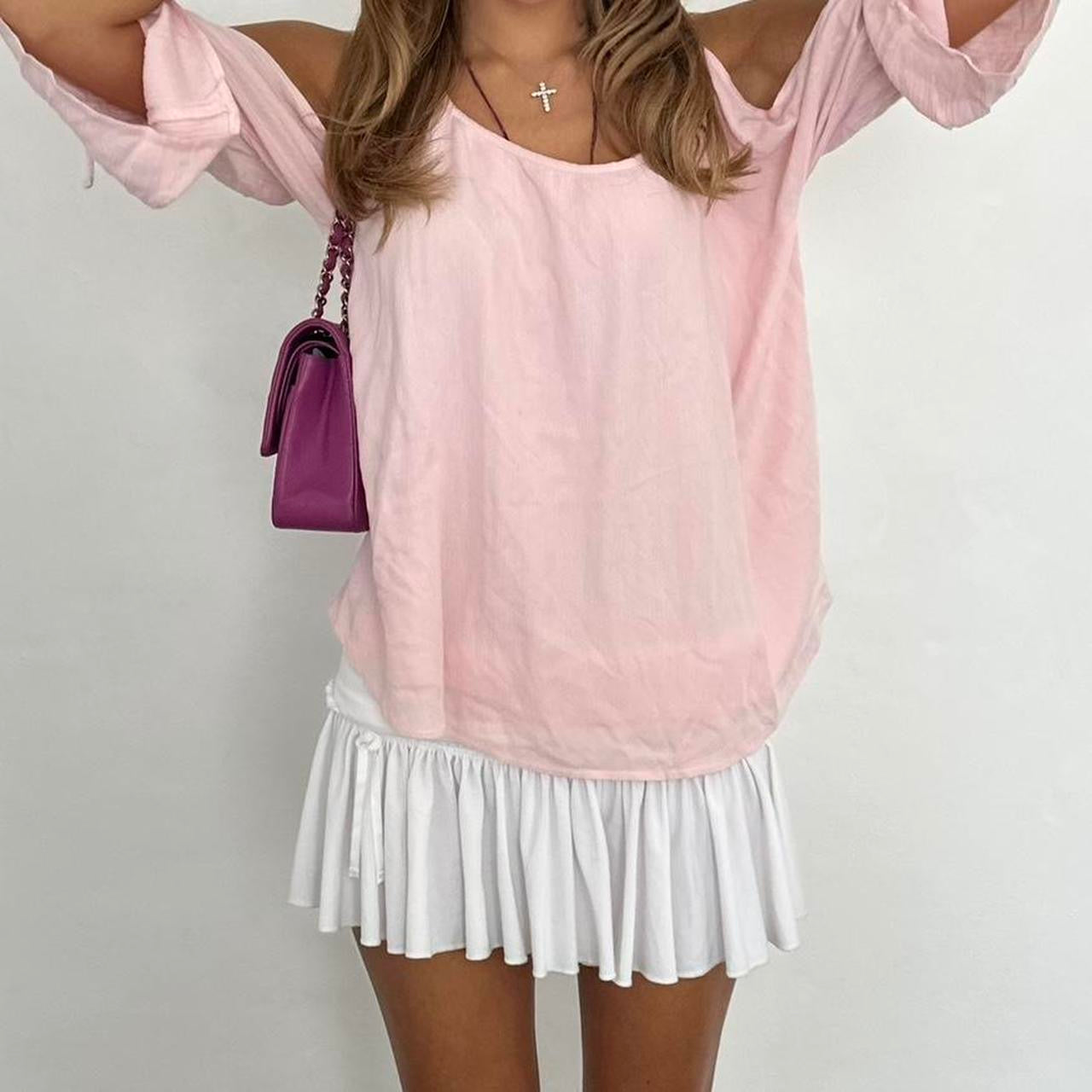 Vintage 00s pink cut out sleeve top