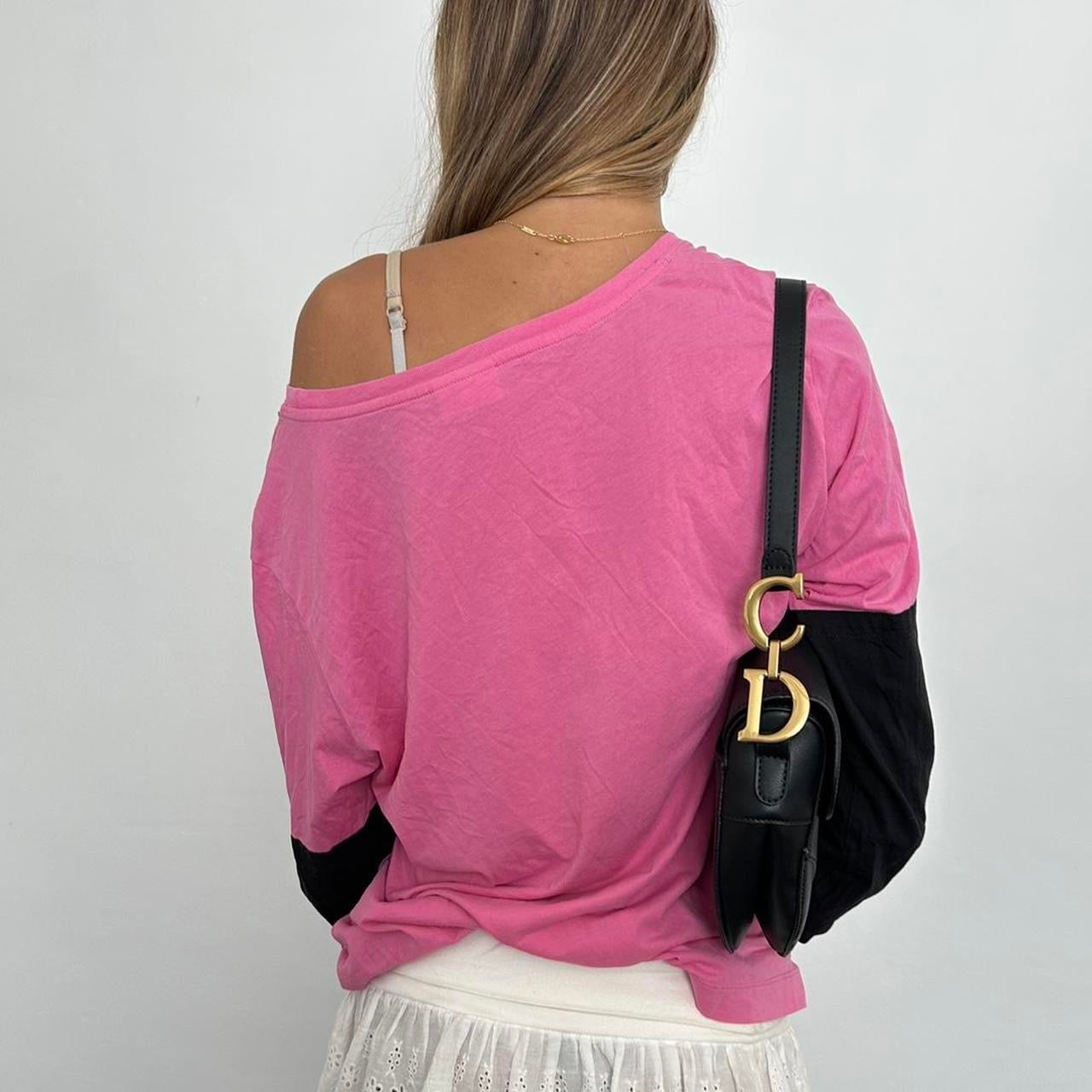 Vintage 90’s Dries Van Noten designer pink and black long sleeve top