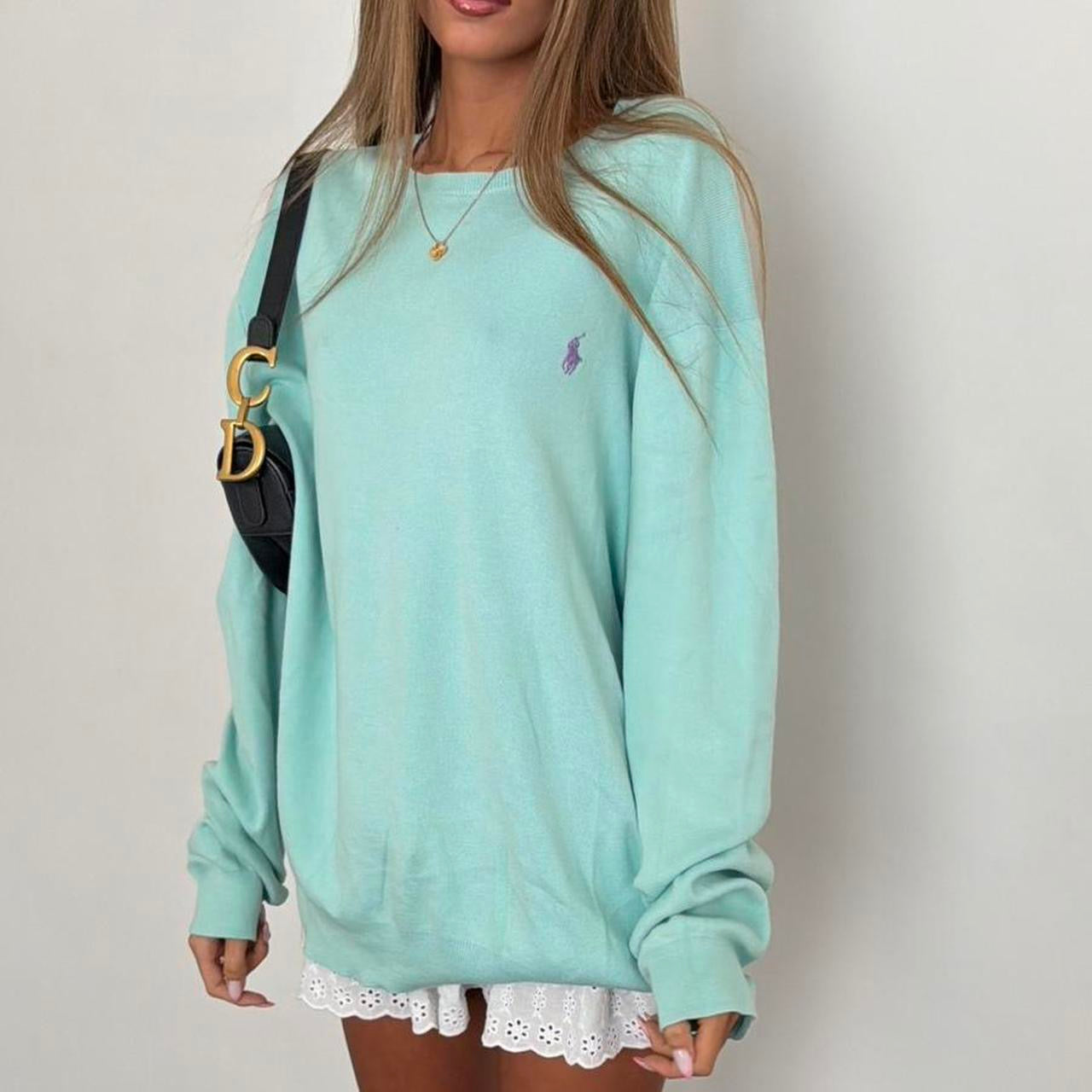 Vintage 00s Polo Ralph Lauren baby blue light sweater
