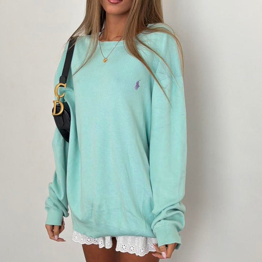 Vintage 00s Polo Ralph Lauren baby blue light sweater
