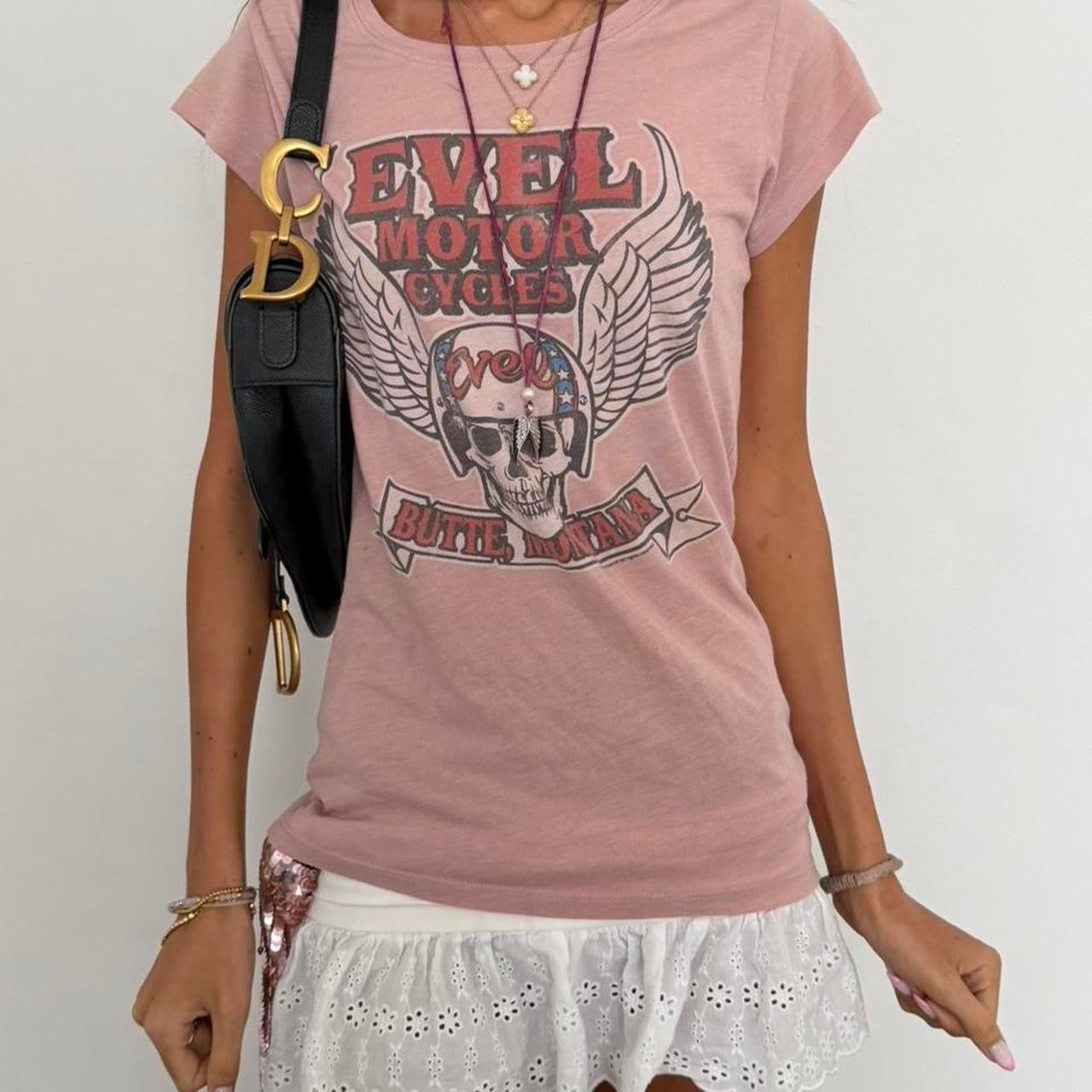 Vintage 00s soft pink motorcycle tee