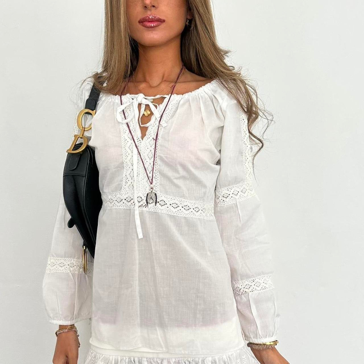 Vintage 90’s boho white blouse