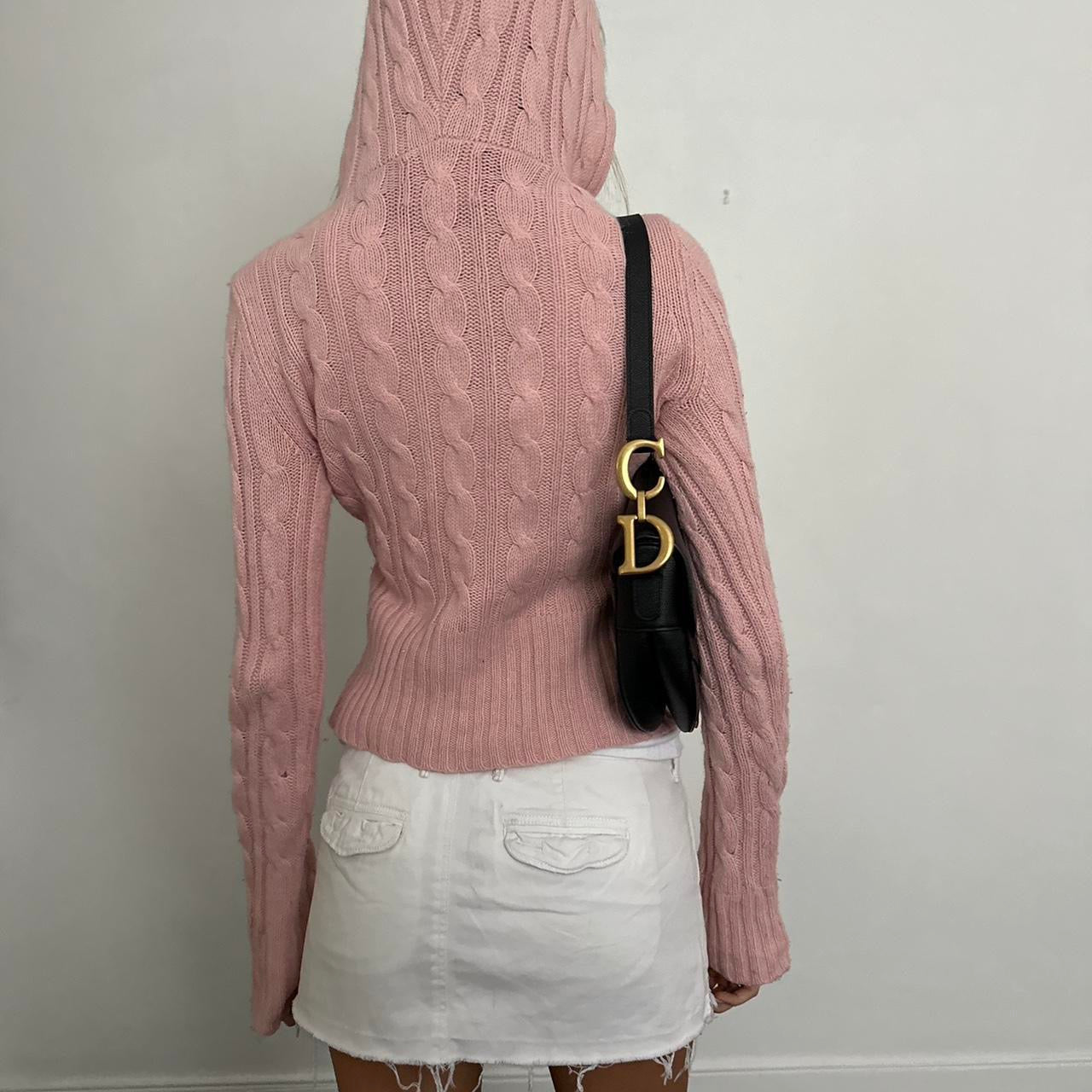 Vintage 2000’s Abercrombie and Fitch pink cable knit hoodie sweater ♡