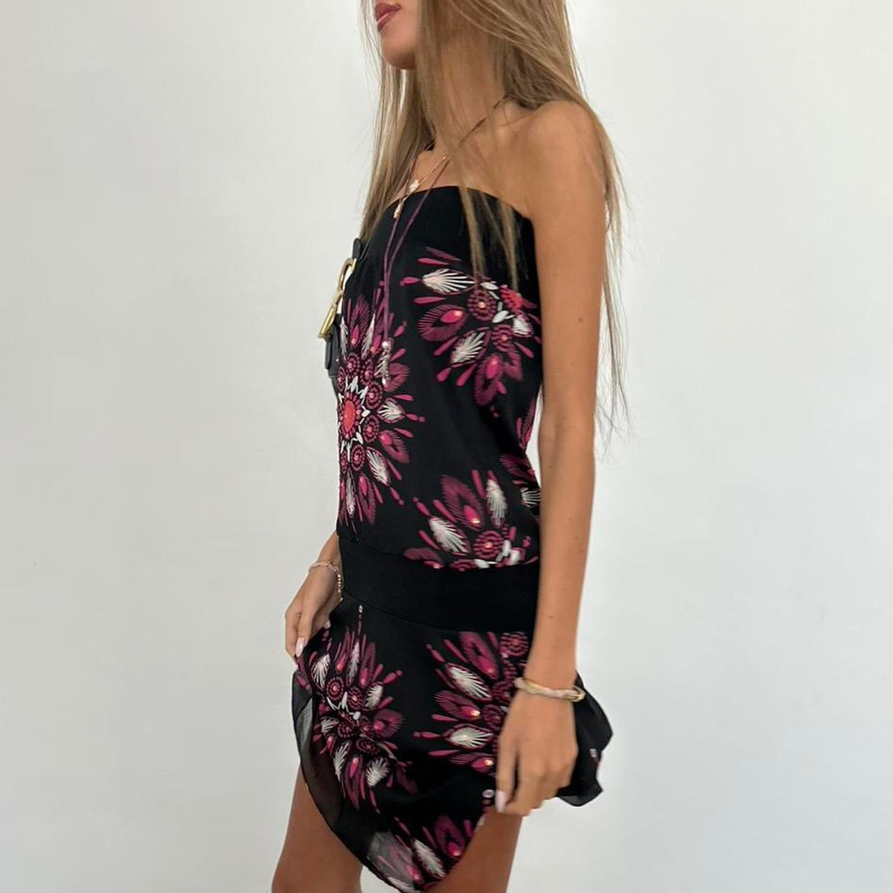 Vintage 00s strapless black and pink dress