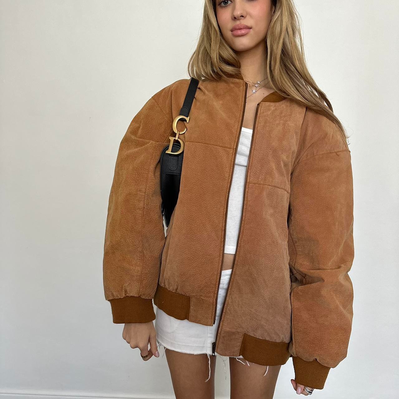 Vintage 90’s brown bomber leather jacket