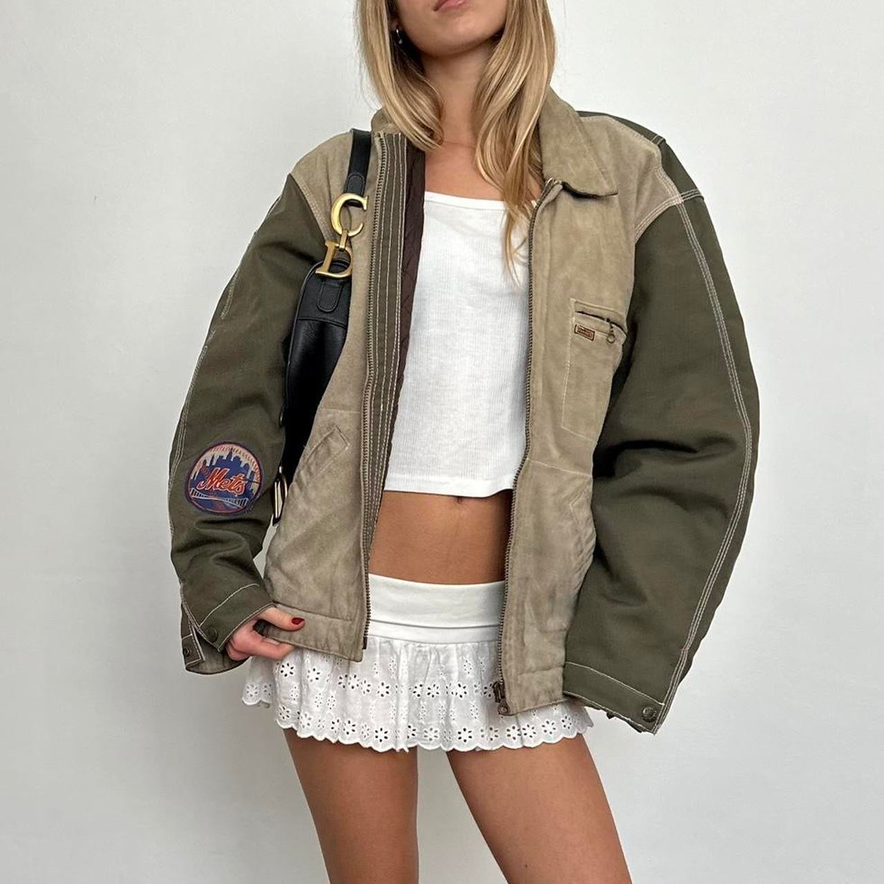 Vintage 90’s khaki suede and canvas jacket