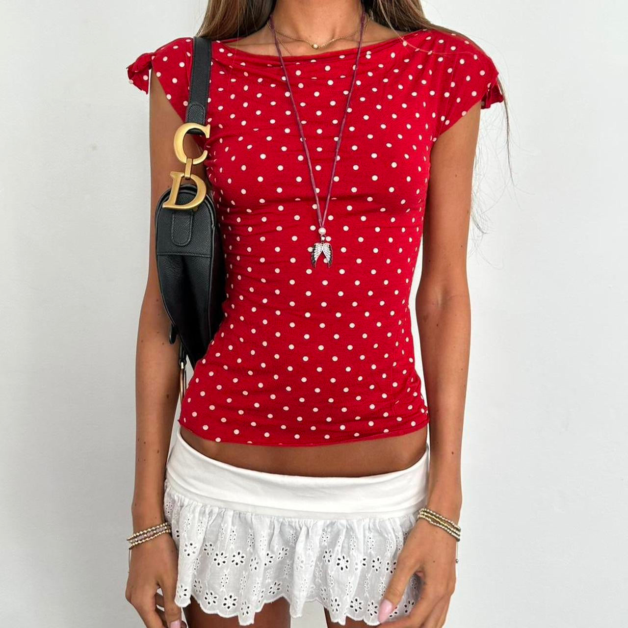 Vintage 2000’s red polka dot top