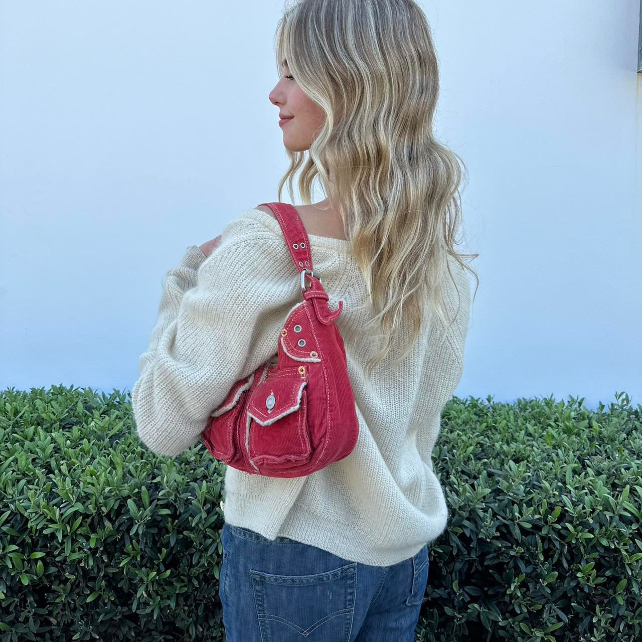 Cute corduroy red bag