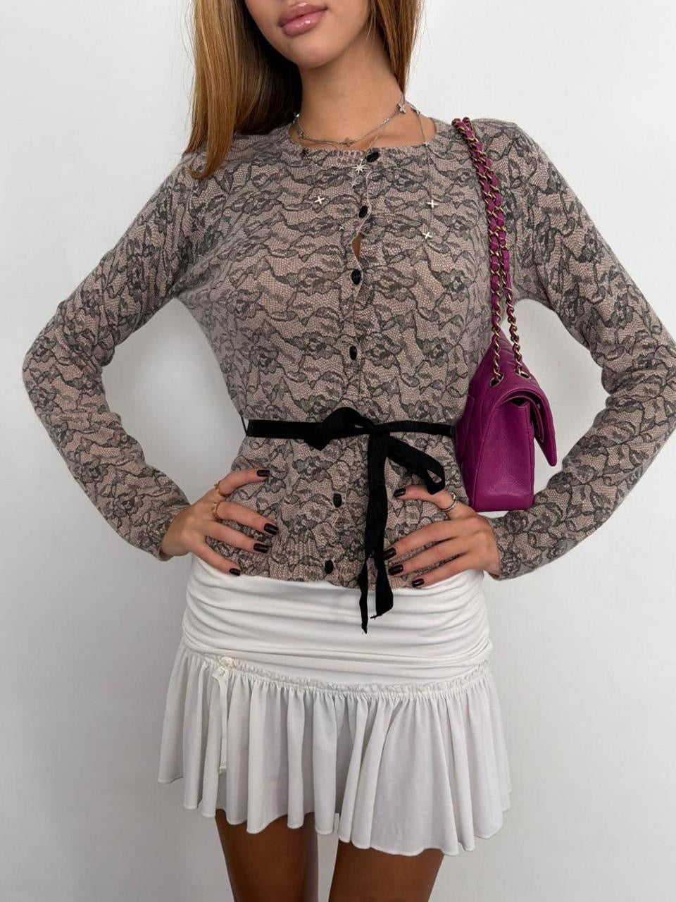 Vintage 00’s lace tie up cardigan top