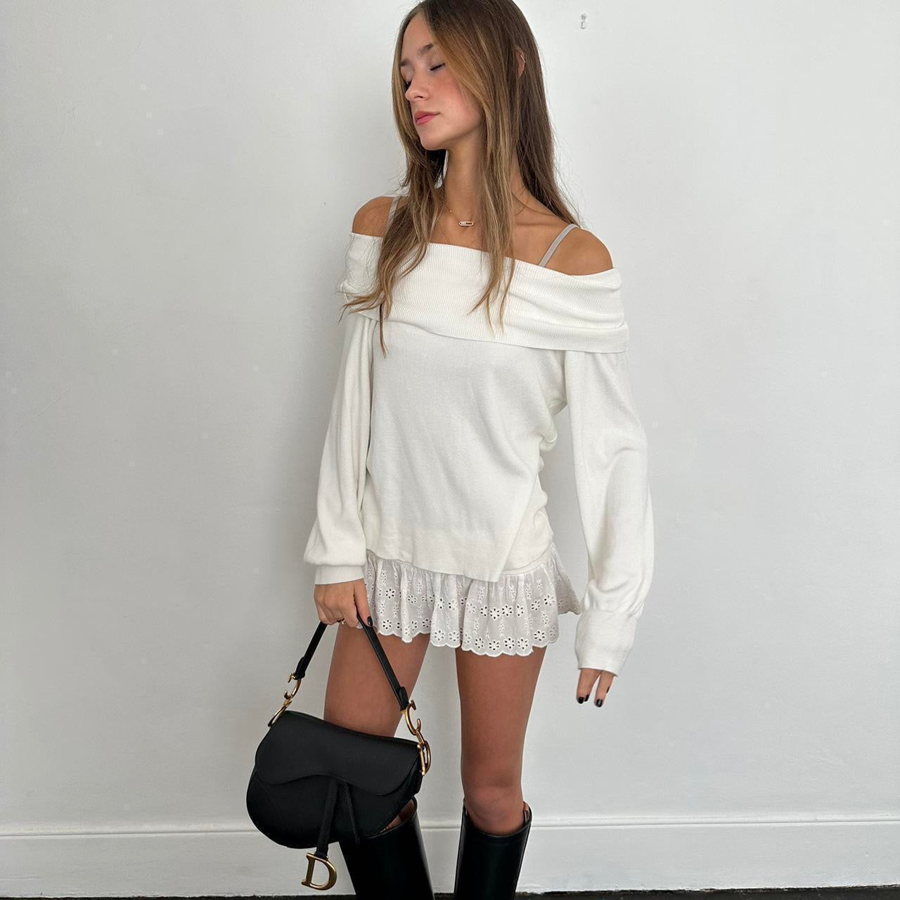 Vintage 90s white off shoulder top