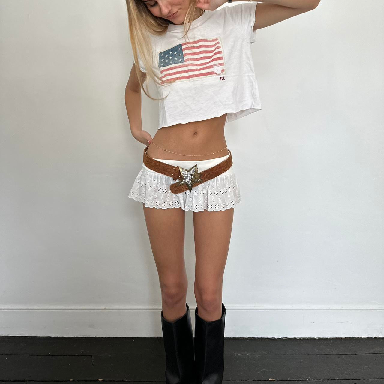 Vintage Ralph Lauren American flag distressed baby tee