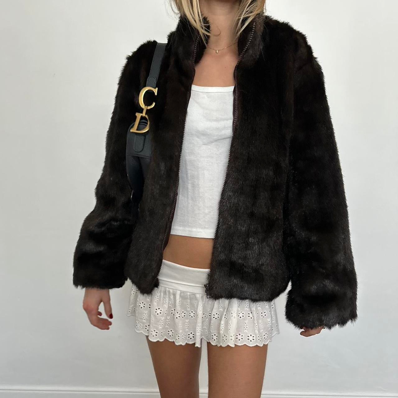 Vintage 2000’s dark brown faux fur jacket