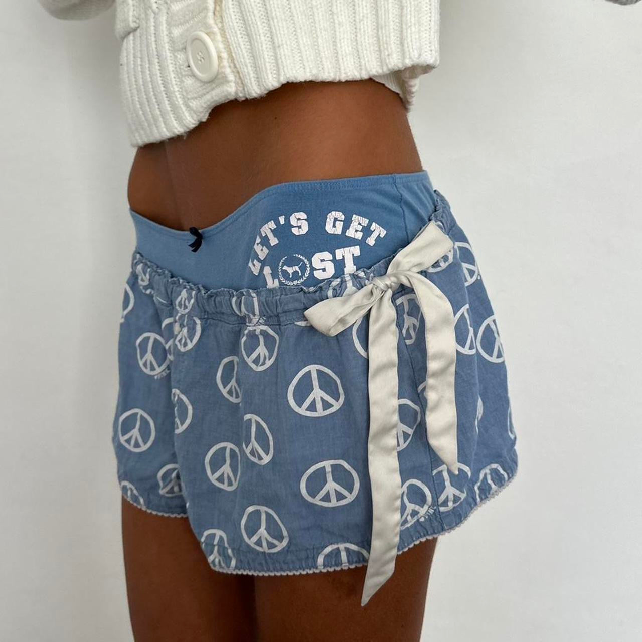 Vintage 2000’s Victoria’s Secret peace sign blue shorts
