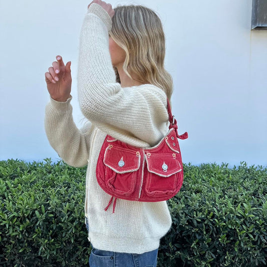 Cute corduroy red bag