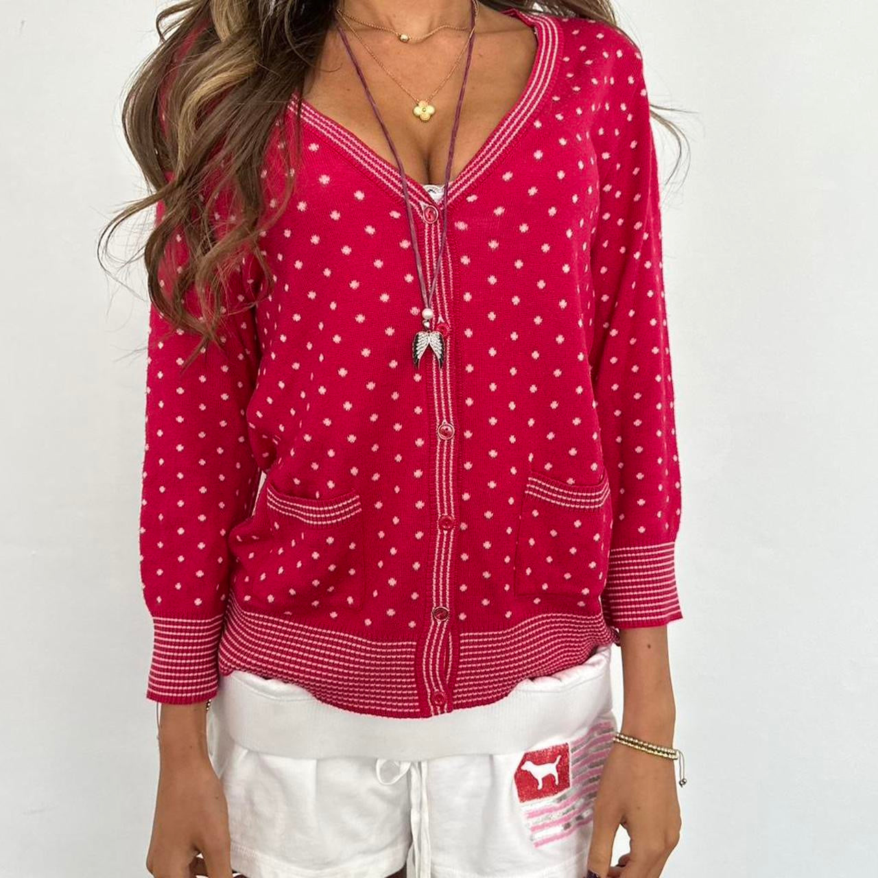 Vintage polka dot button down cardigan top