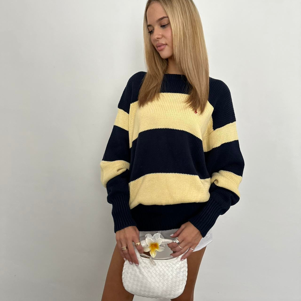 Vintage Ralph Lauren yellow & navy cotton sweater