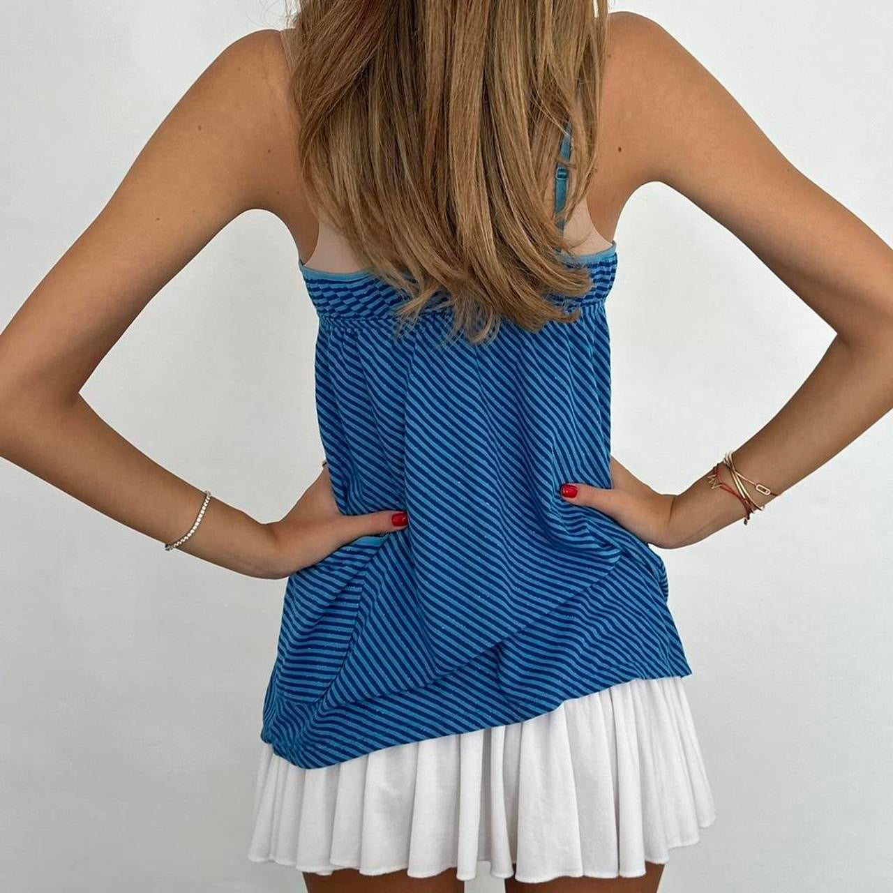 Vintage 00s Victoria’s Secret blue striped  cami top