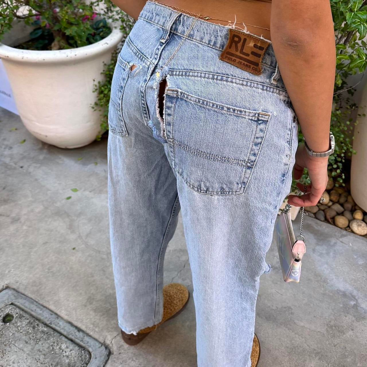 Vintage Ralph Lauren 90s RARE distressed blue wash jeans