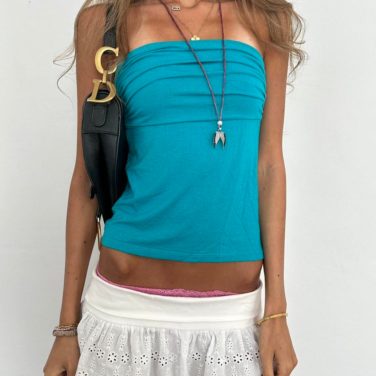 Vintage 2000s blue strapless top