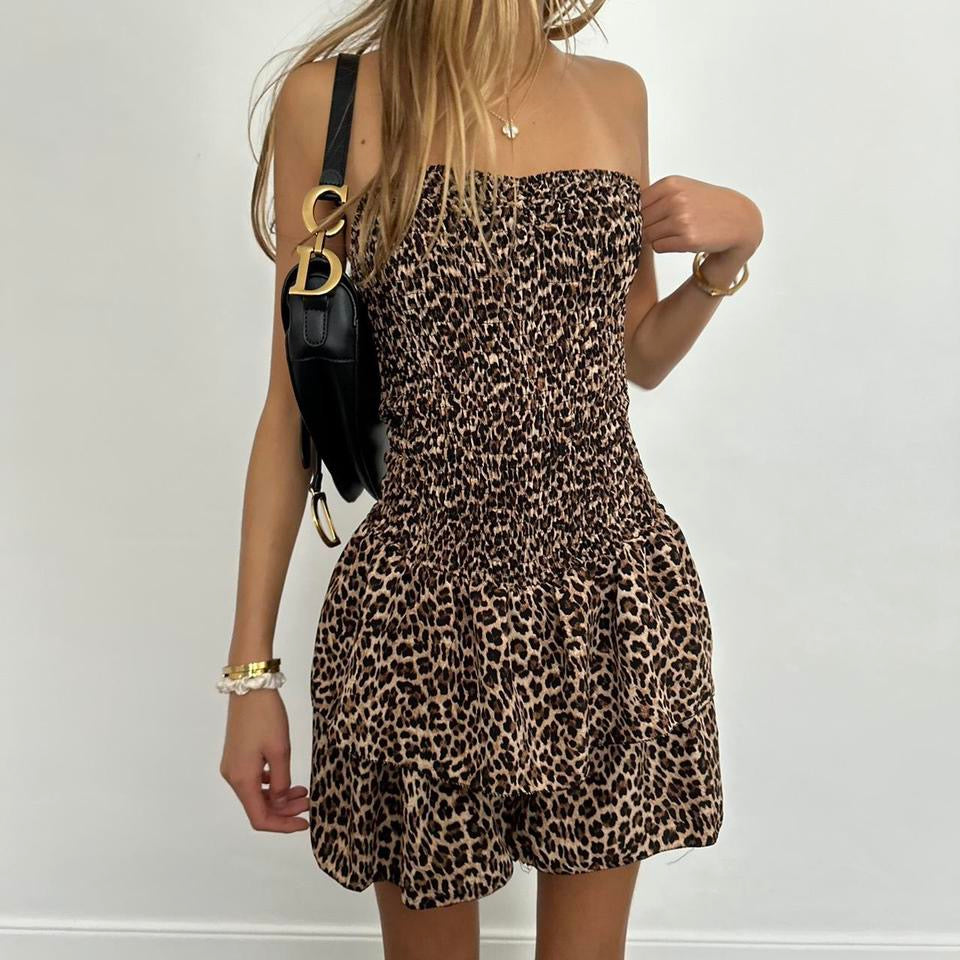 -`♡´- Chelsea Thrift strapless leopard ruffle dress collection -`♡´-