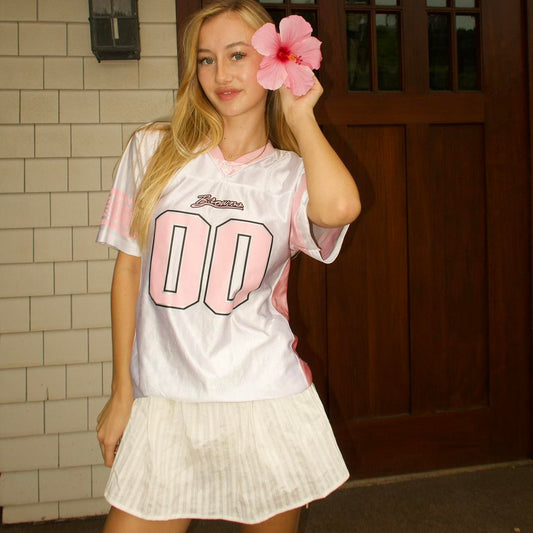 Vintage 90’s white and pink silky jersey