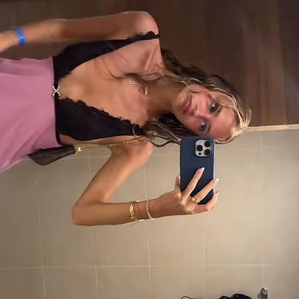 Vintage Victorias Secret pink and black babydoll top