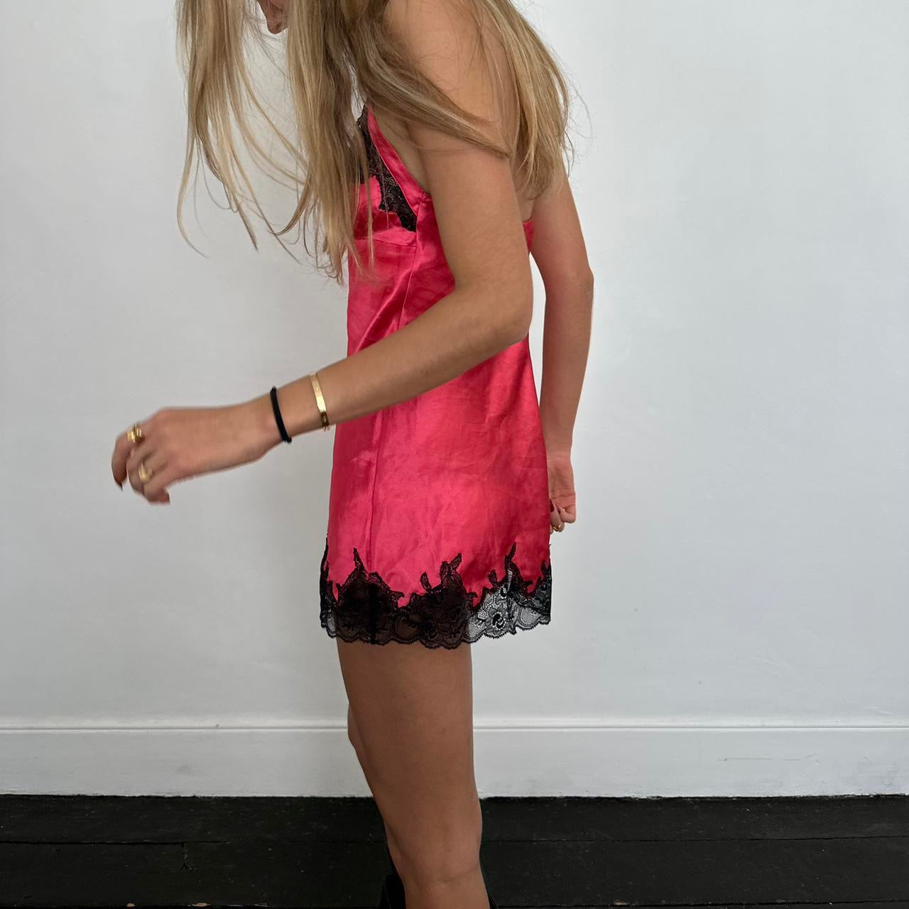 Vintage 90s pink halter mini dress