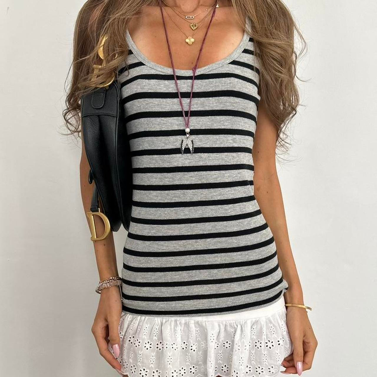 Vintage 2000’s striped grey tank top