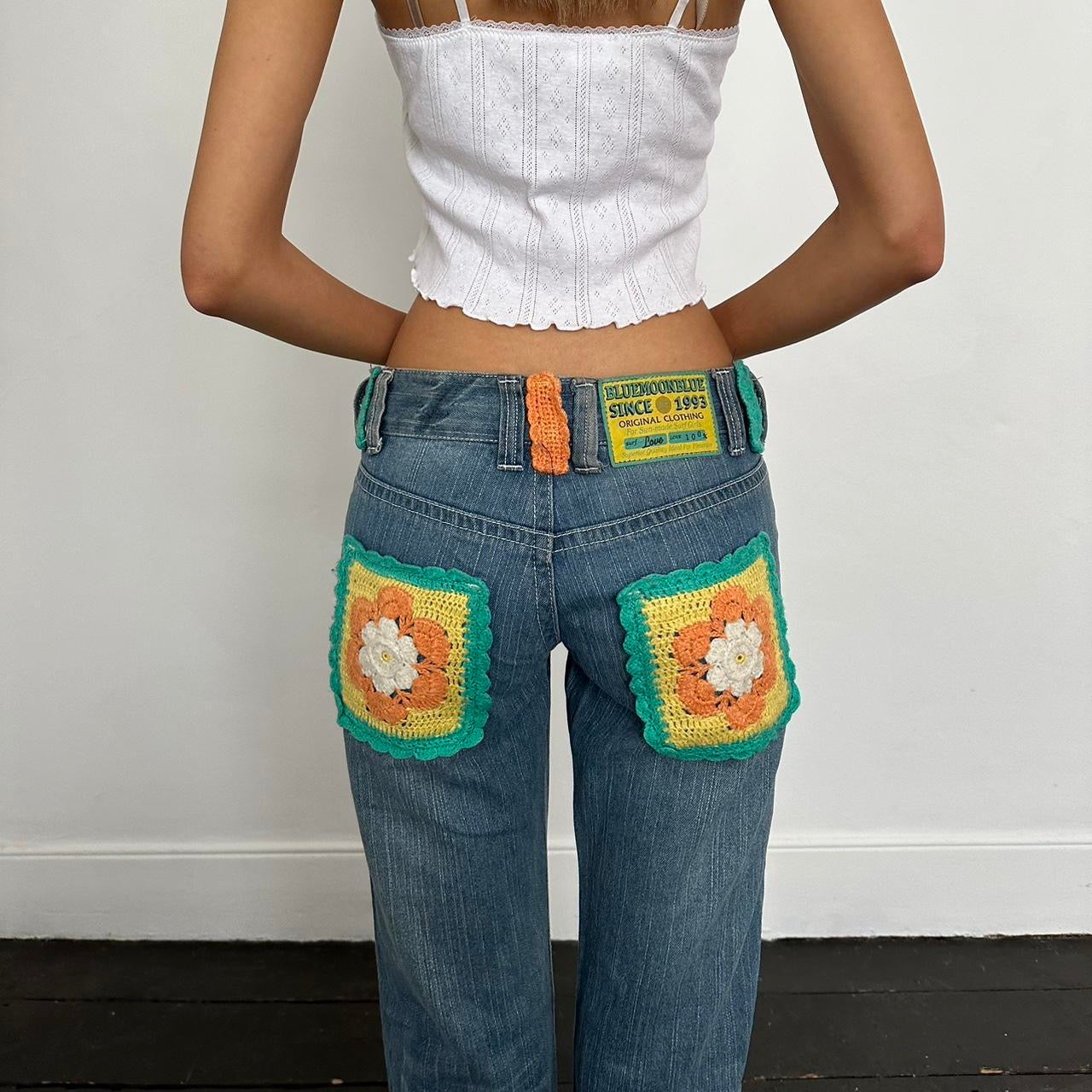 Vintage rare 90s crochet island girl jeans 🌺