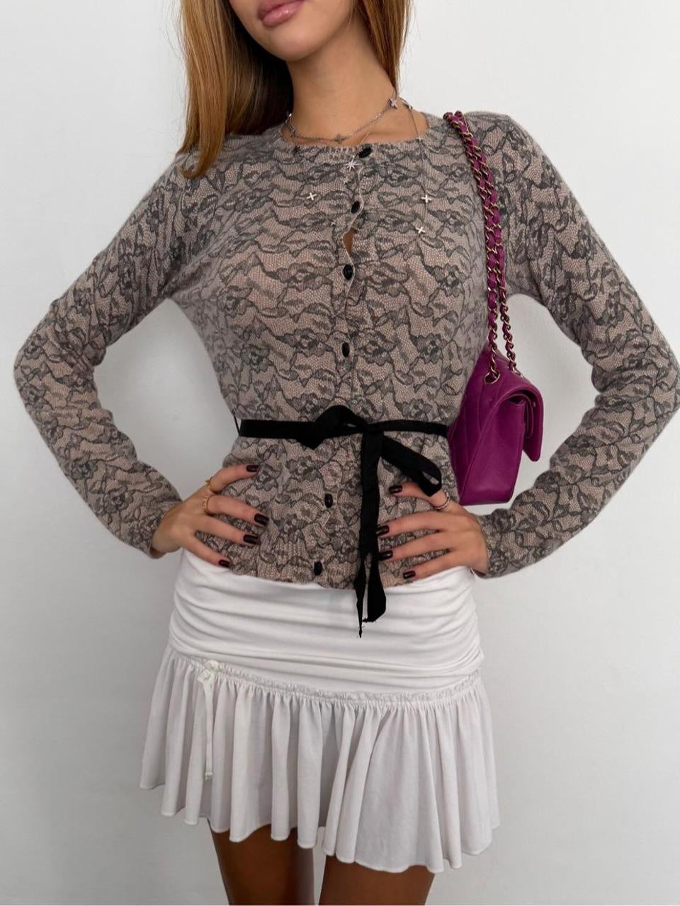 Vintage 00’s lace tie up cardigan top