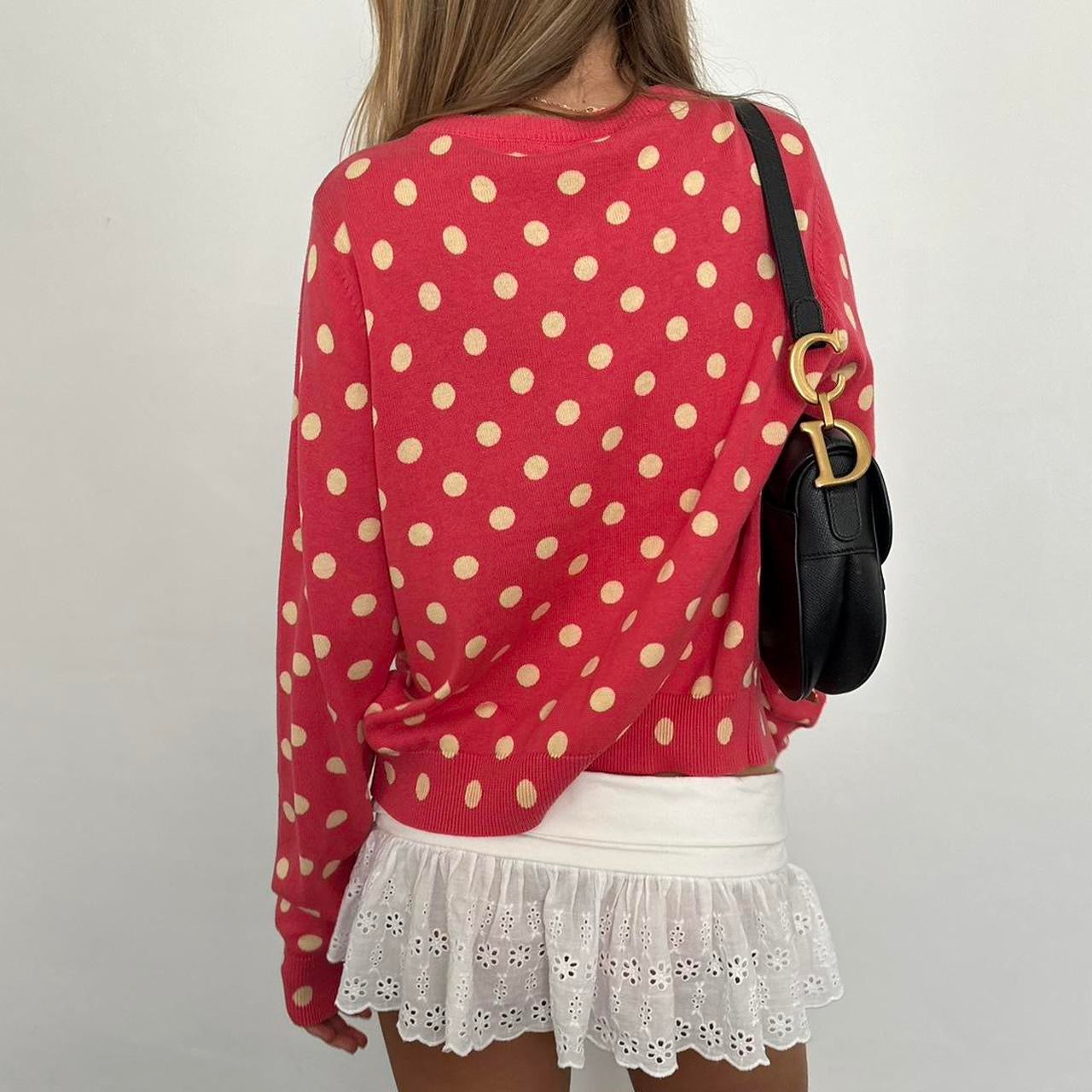 Vintage 90’s pink red polka dot cardigan