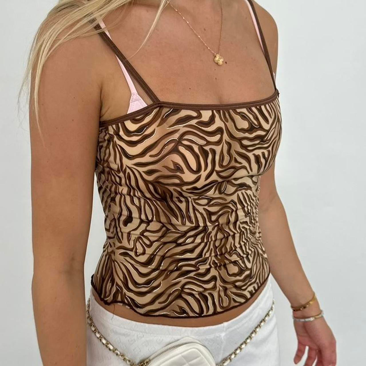 Vintage animal print brown cami top