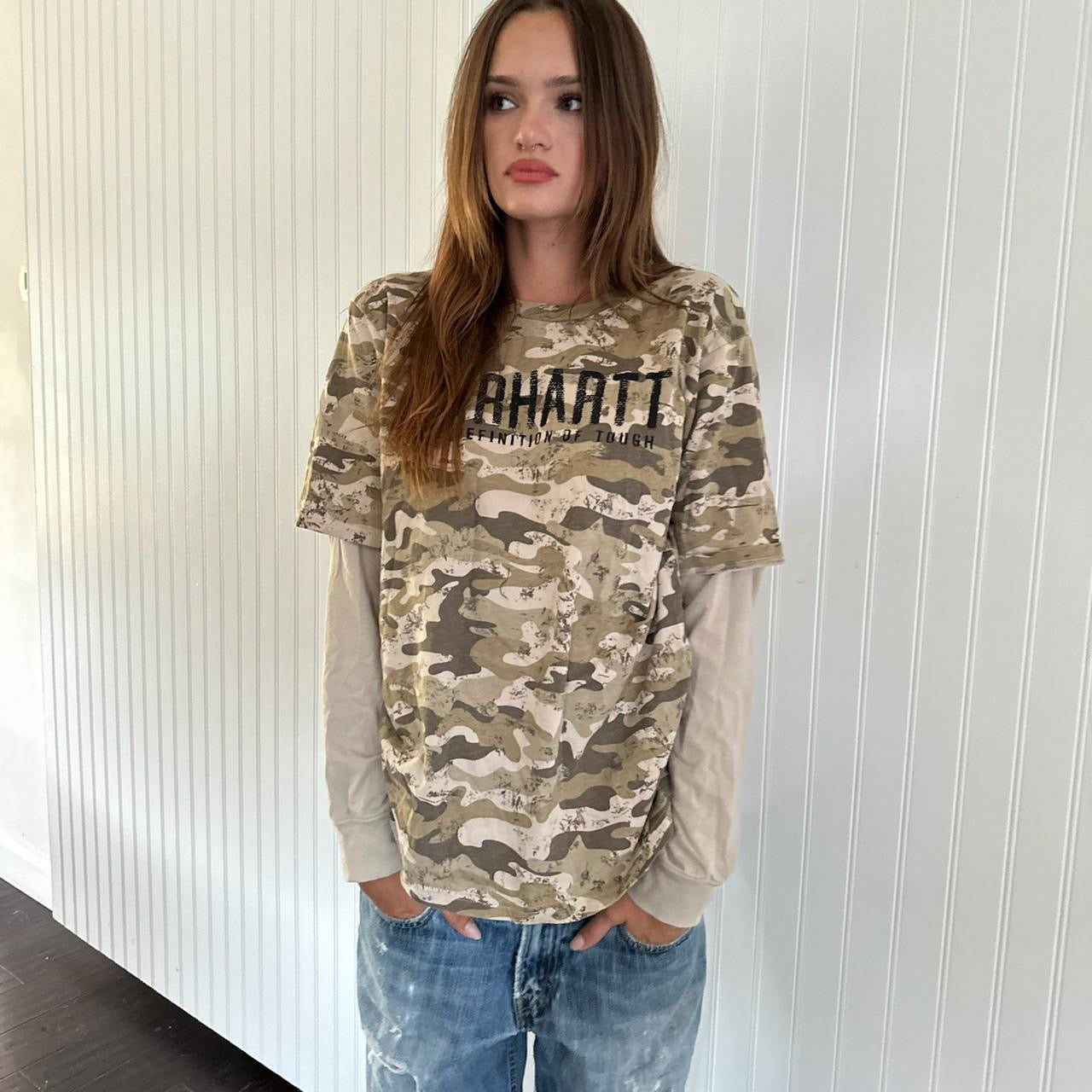 Vintage 90’s Carhartt long sleeves camouflage top 💗