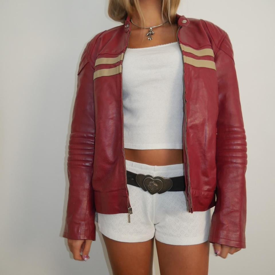 Vintage 90’s red graphic leather jacket