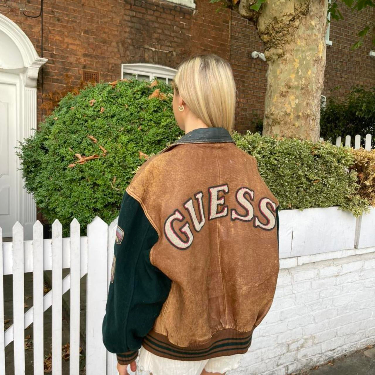 Vintage 90’s Guess leather varsity USA jacket